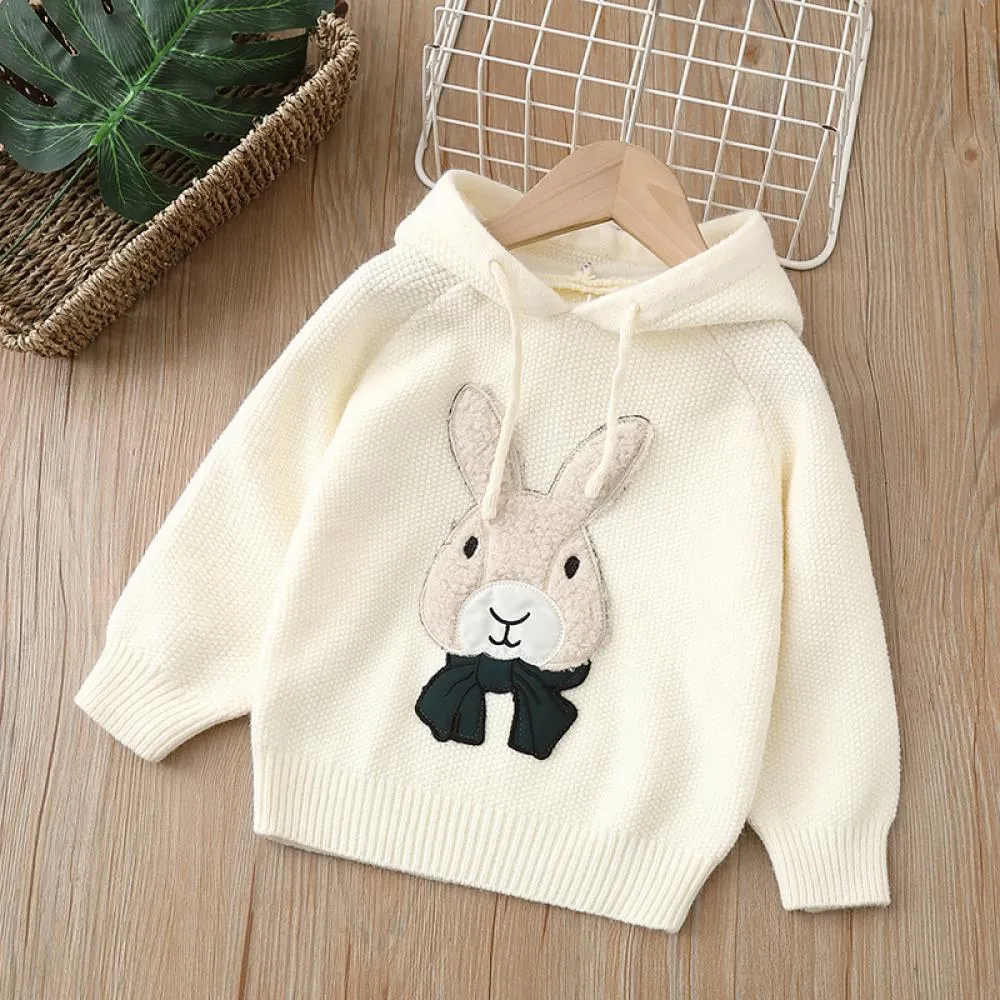 Girls Sweater Hoodie Autumn and Winter Little Girl Bunny Pullover Sweater Wholesale Girls Clothes