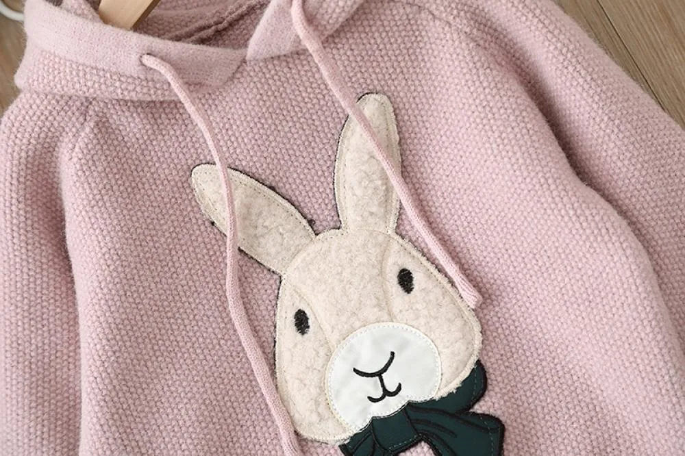 Girls Sweater Hoodie Autumn and Winter Little Girl Bunny Pullover Sweater Wholesale Girls Clothes