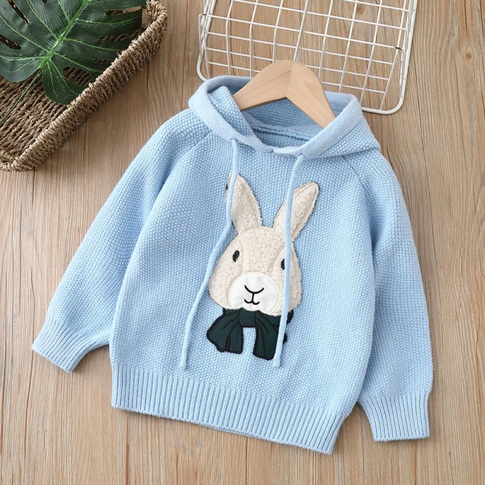 Girls Sweater Hoodie Autumn and Winter Little Girl Bunny Pullover Sweater Wholesale Girls Clothes