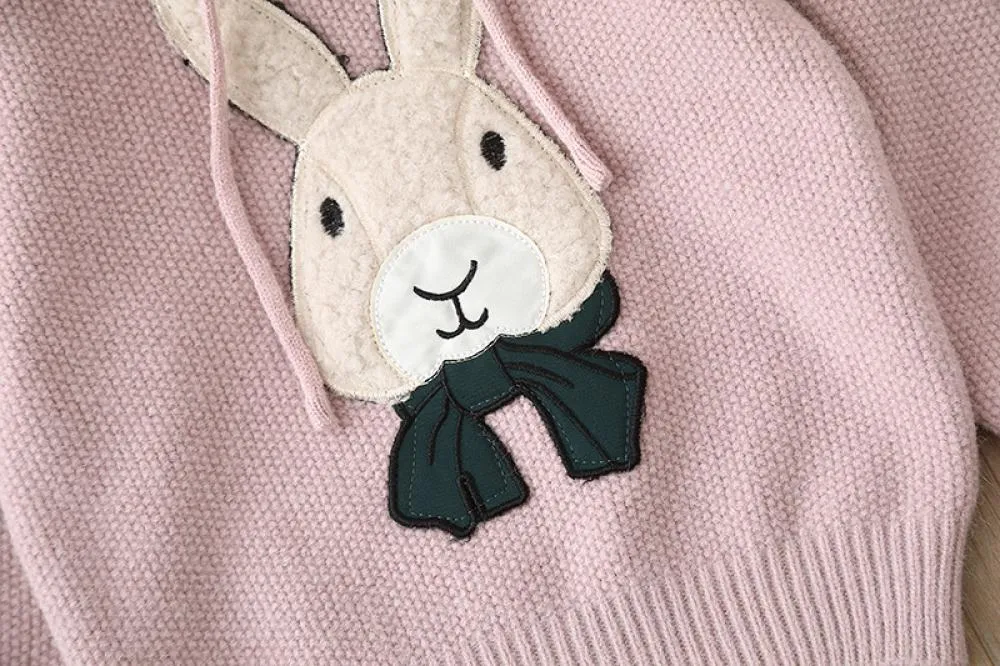 Girls Sweater Hoodie Autumn and Winter Little Girl Bunny Pullover Sweater Wholesale Girls Clothes