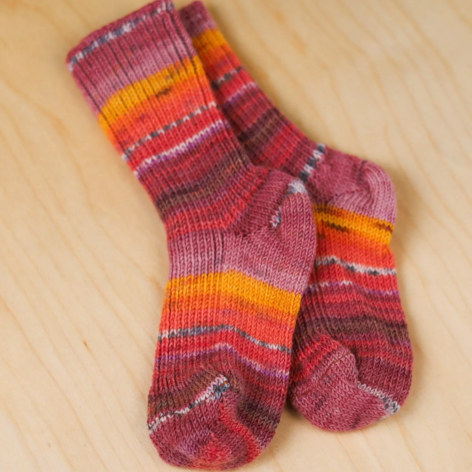 Hirsch Natur Child Sock, Mid Weight, with Ribbed Cuff, Variegated Merino Wool