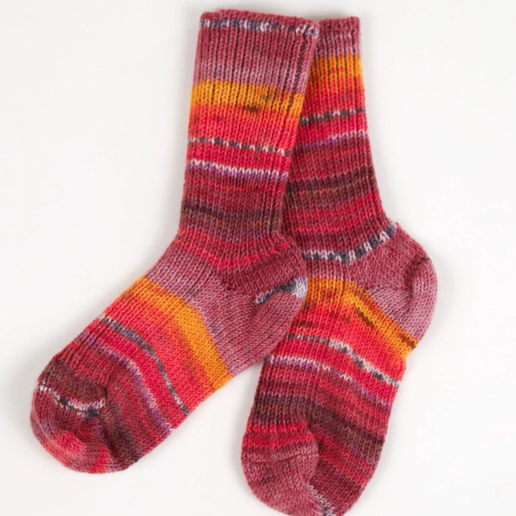 Hirsch Natur Child Sock, Mid Weight, with Ribbed Cuff, Variegated Merino Wool