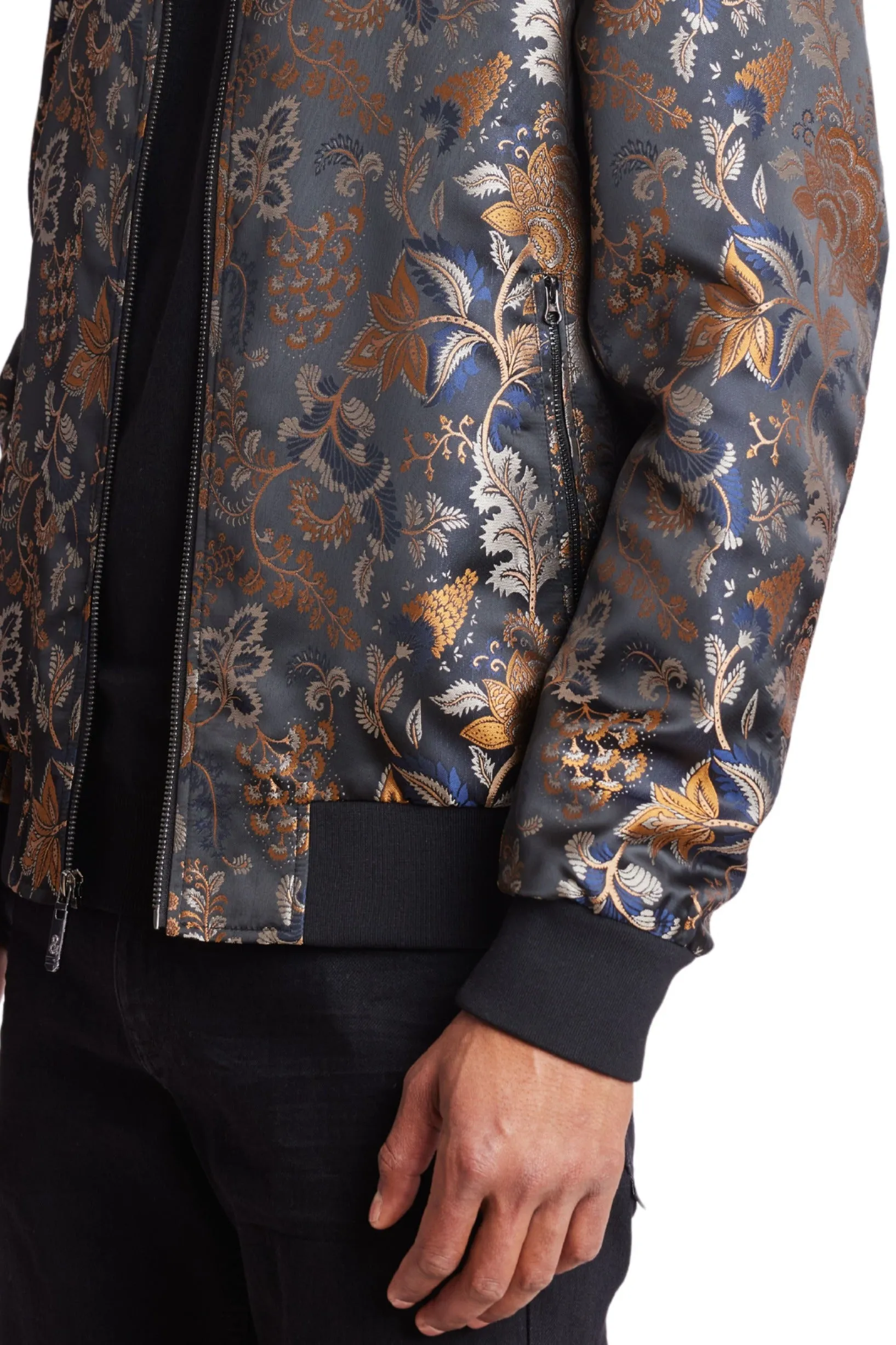 Hyde Bomber Jacket - slim - Black Navy Gold