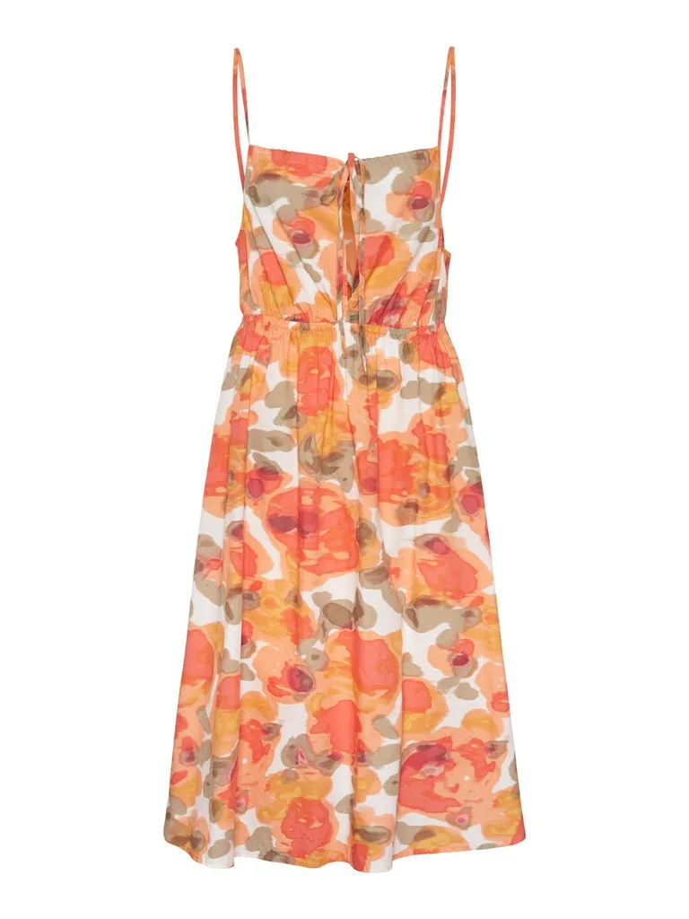 Joa V-Neck Cotton Dress - Orange