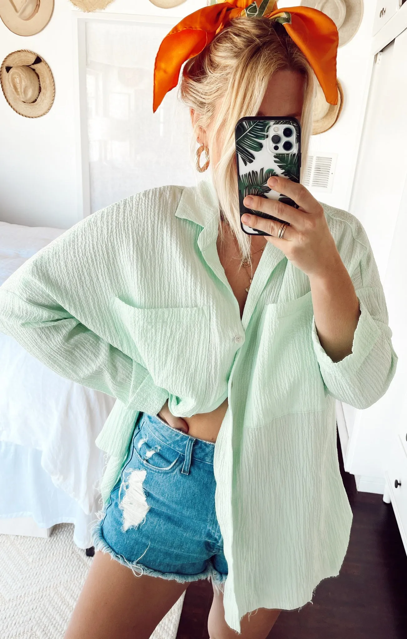 Johns Button Down Shirt ~ Green Melon