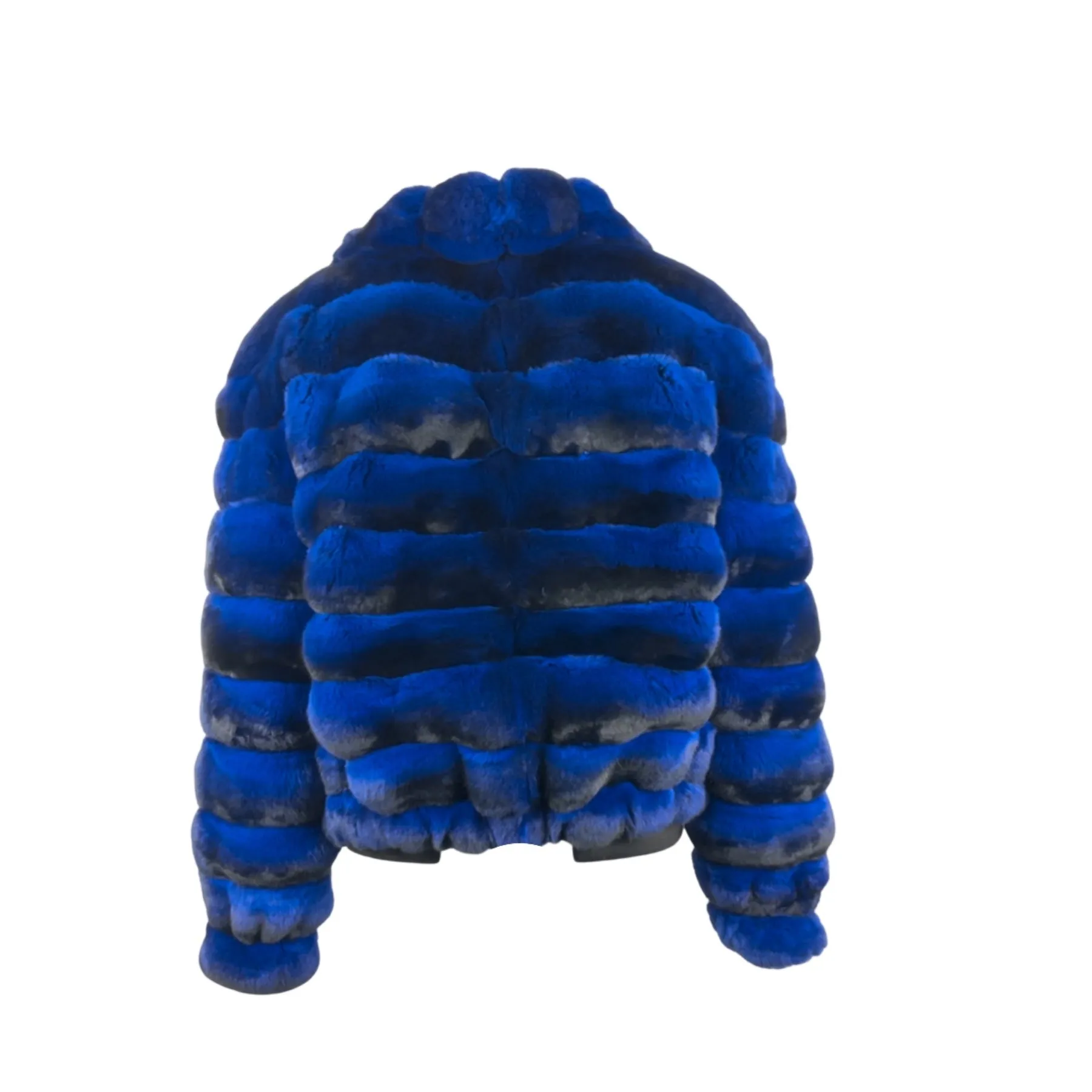 Kashani Men's Royal Blue Chinchilla Bomber Jacket