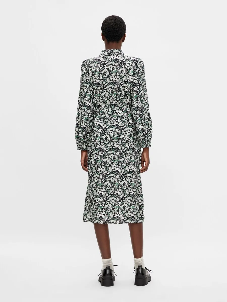 Kati Printed Shirt Dress (Black Floral)