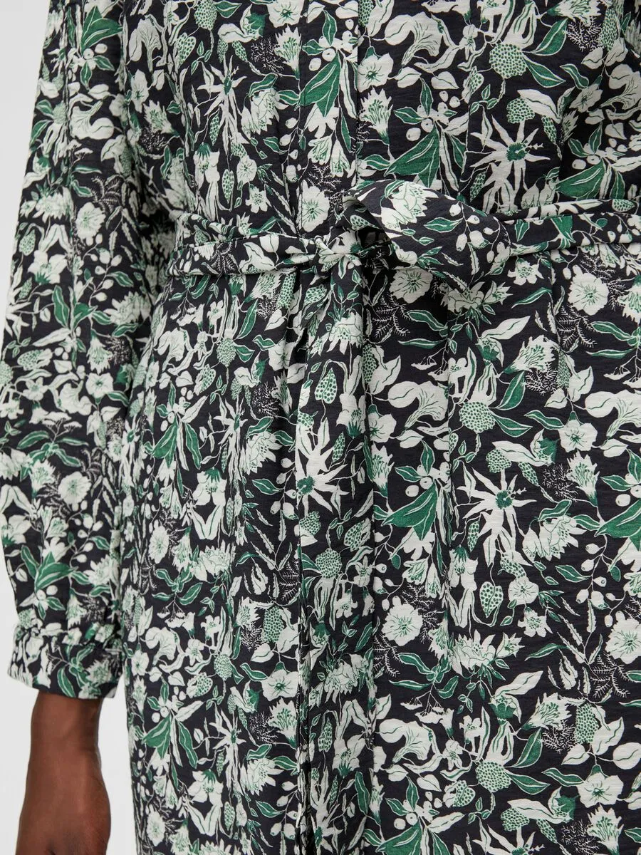 Kati Printed Shirt Dress (Black Floral)