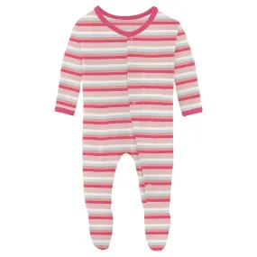 Kickee Pants - Print Footie with Snaps in Baby Rose Stripe