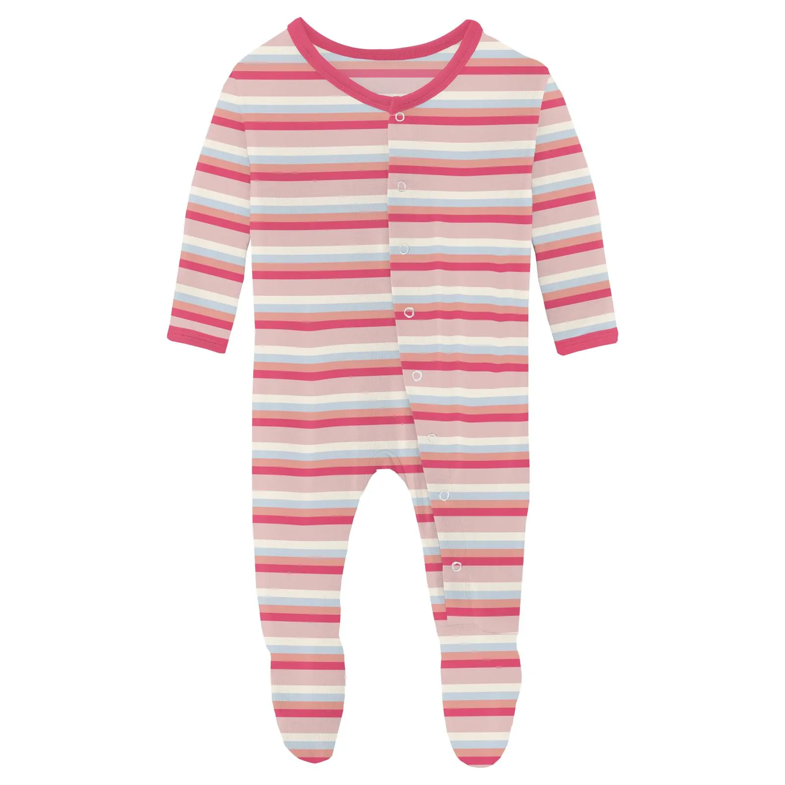 Kickee Pants - Print Footie with Snaps in Baby Rose Stripe