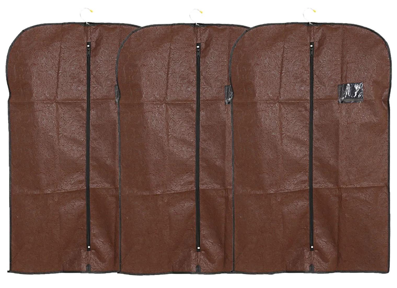 Kuber Industries Emboss 3 Piece Non-Woven Blazer Cover Set, Brown (CTKTC1861)