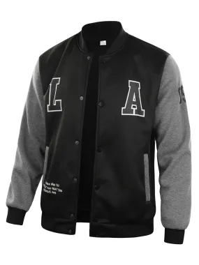 LA Color Block Varsity Jackets Mens Stylish Baseball Coat