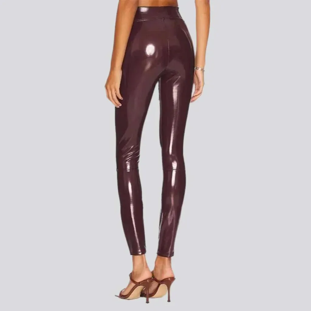 Latex shiny women's denim pants