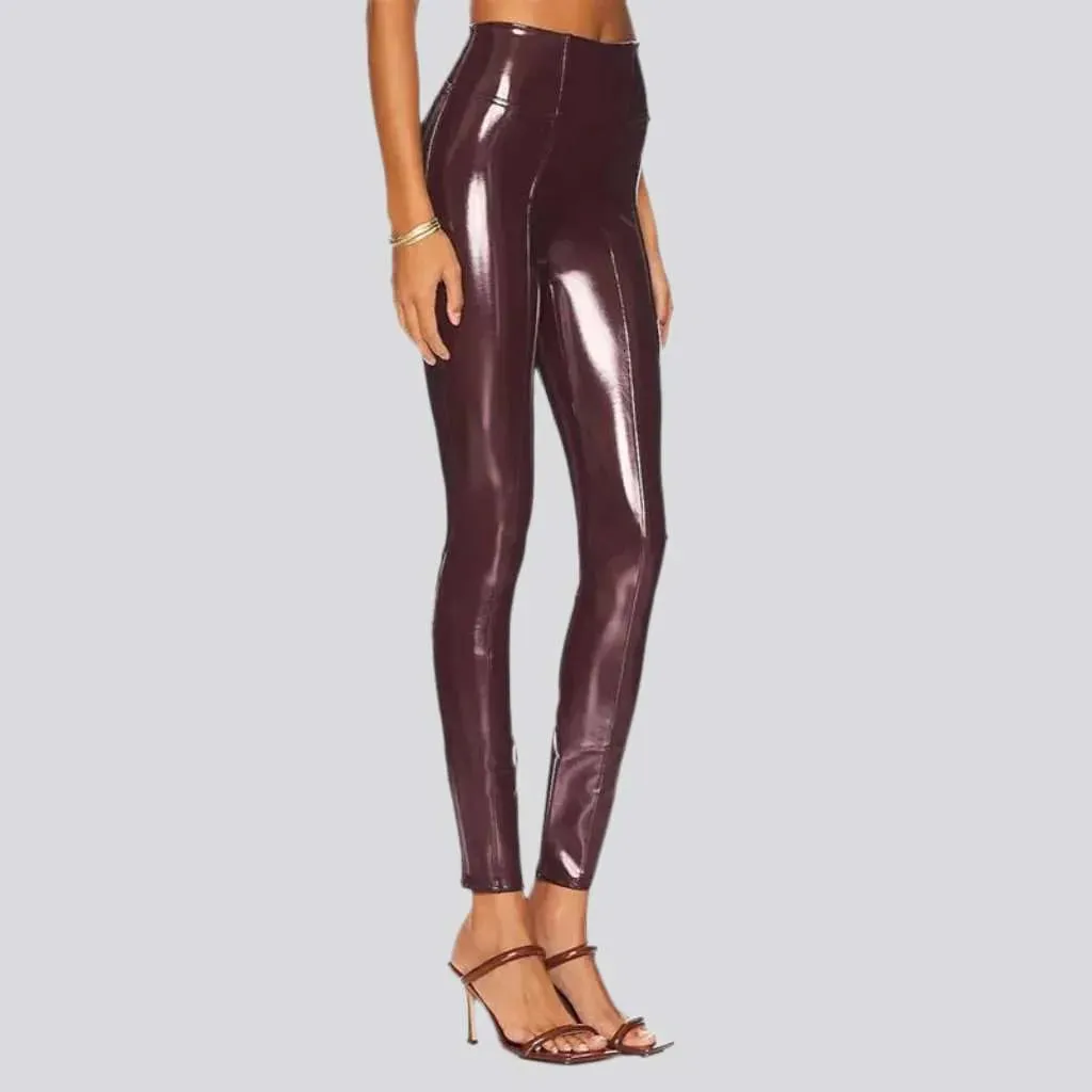 Latex shiny women's denim pants