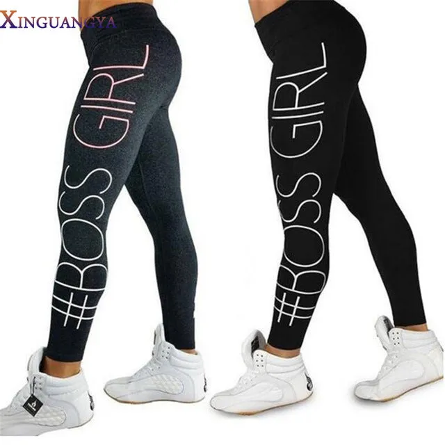 legging Women'S Pants 2017 Fashion Print Boss Girl Printed High Waist Pencil Pants Fitness Leggings Casual Trousers For Women