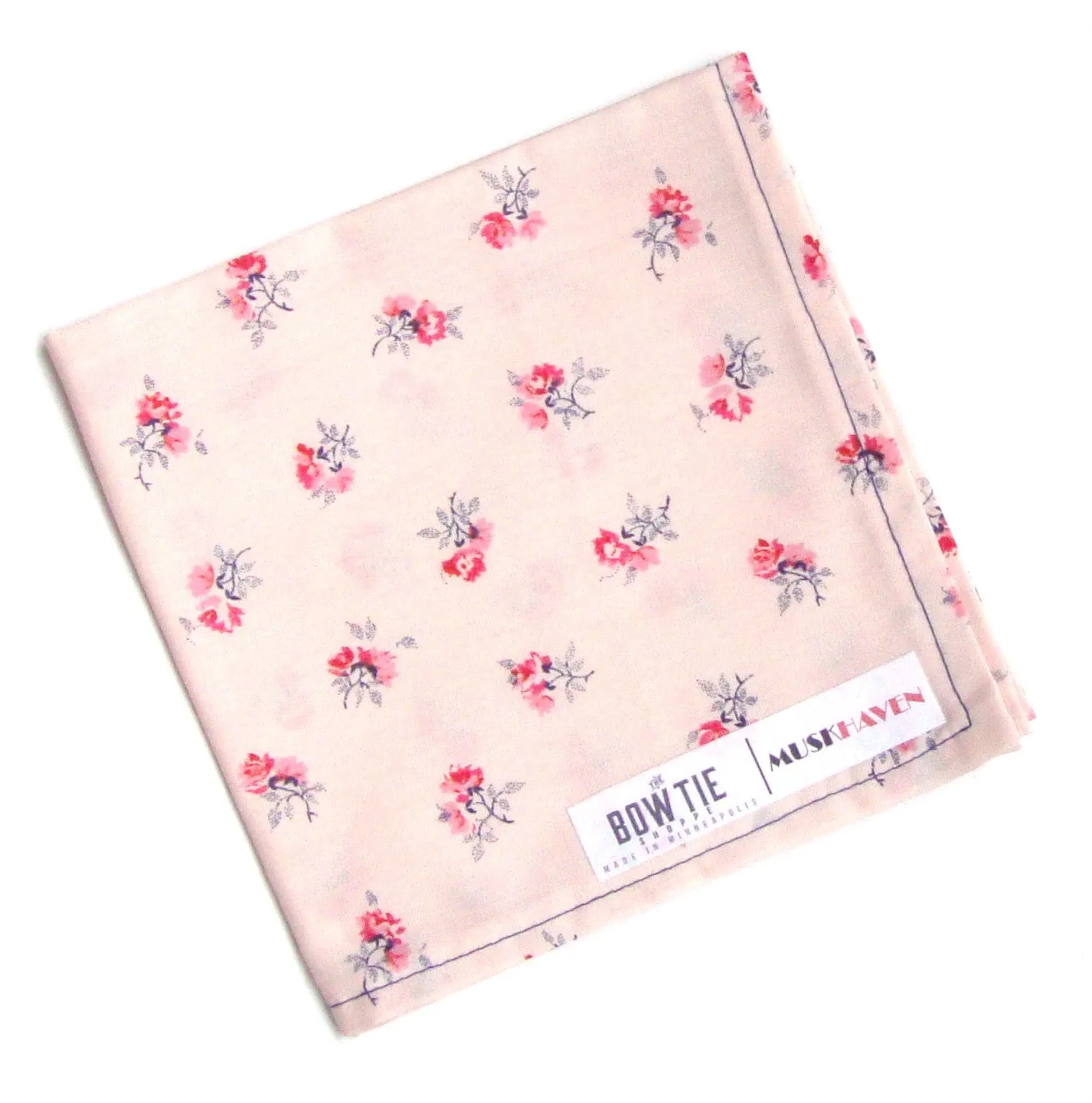 Light Pink Floral Bouquet Muskhaven Pocket Square