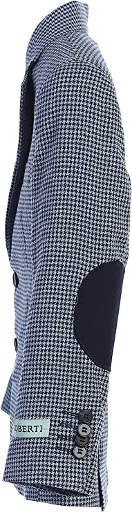 Light Weight Houndstooth Blazer Jacket Toddler Kids Boys -Navy