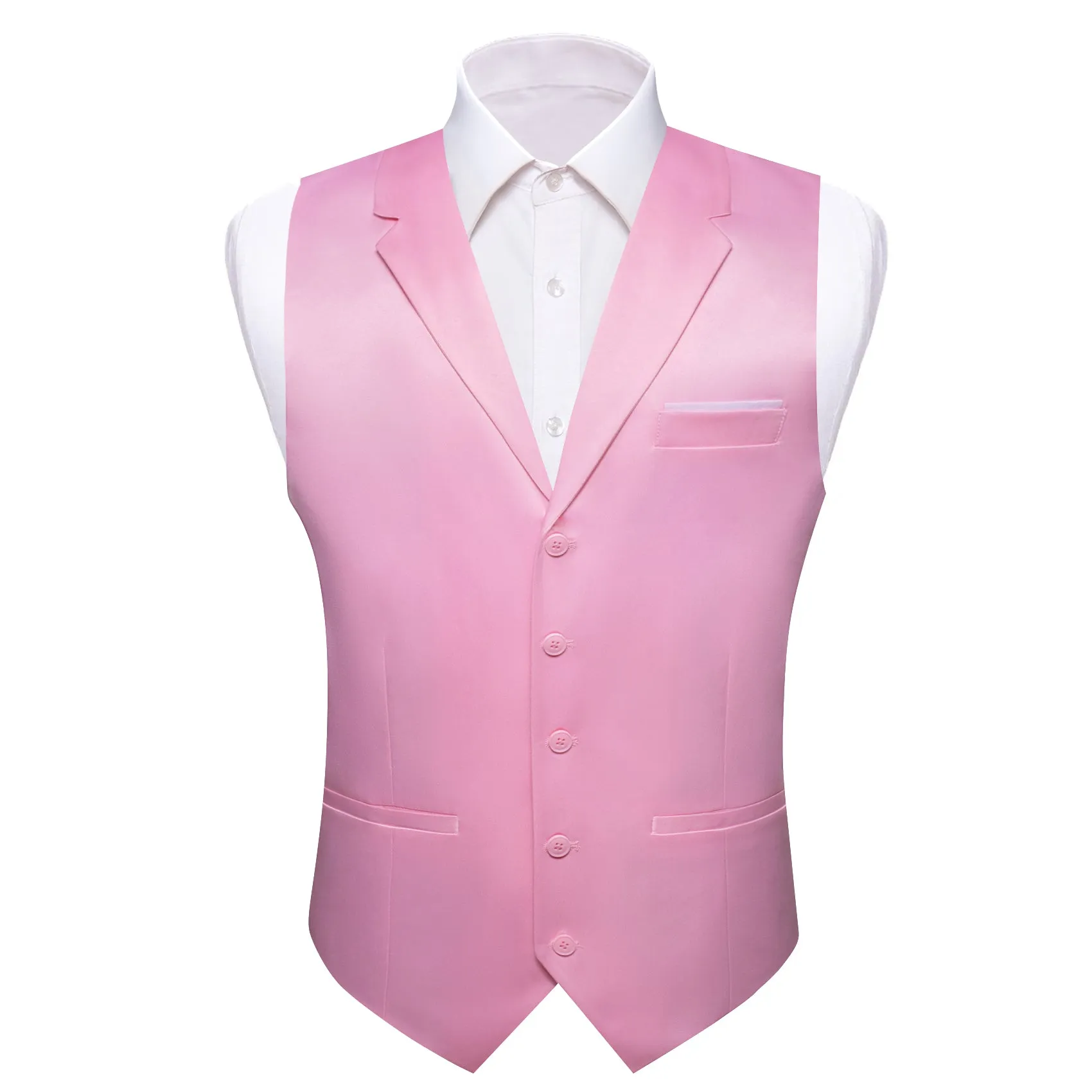 LightPink Solid Jacquard Men's Collar Vest