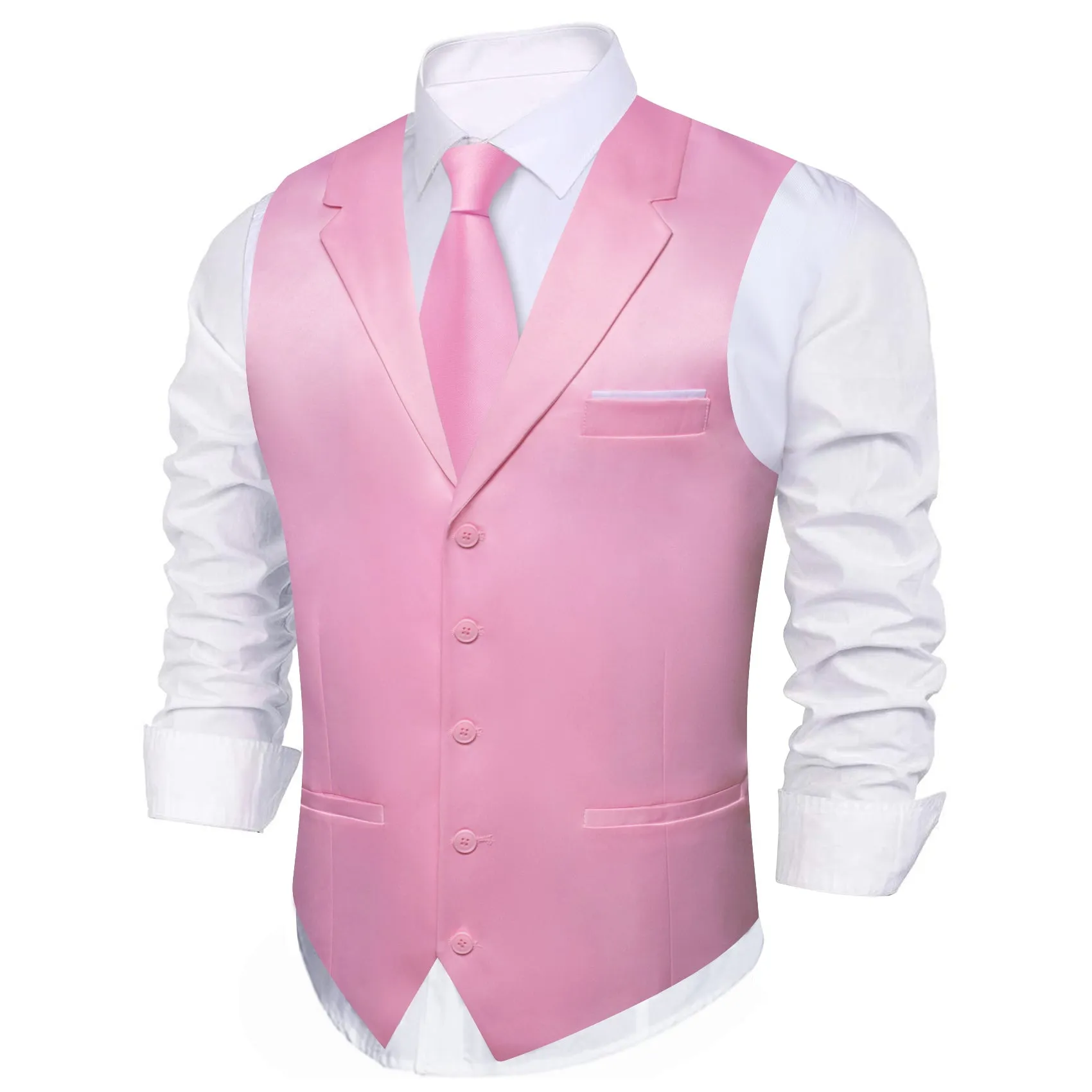 LightPink Solid Jacquard Men's Collar Vest