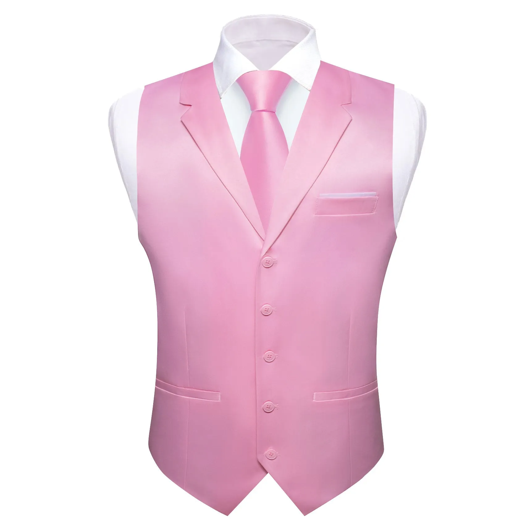 LightPink Solid Jacquard Men's Collar Vest