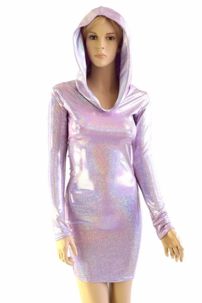 Lilac Long Sleeve Hoodie Dress