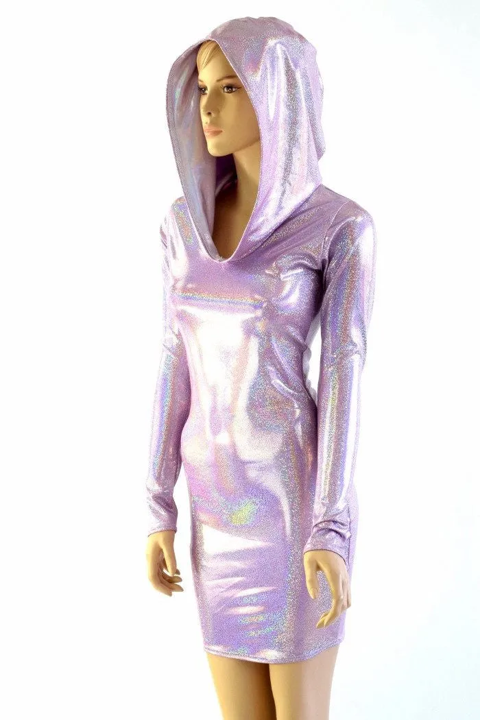 Lilac Long Sleeve Hoodie Dress