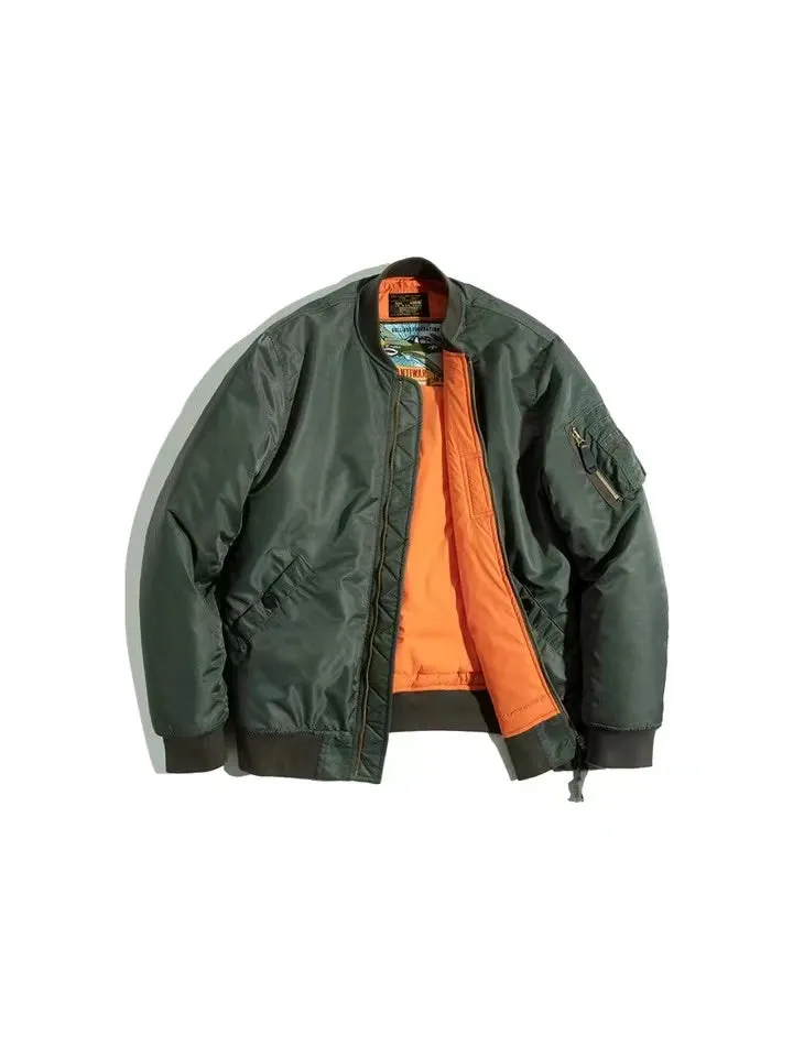 Maden Casual Thick MA-1 Men’s Jackets Green Military Flight Bomber Tank Coat Vintage Coats Monocycle Jacket Collar Men Clothing