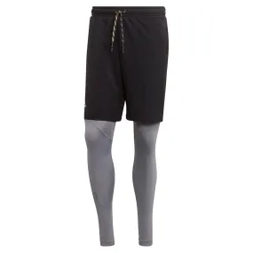 Men's 2in1 Tennis Short Black and Grey Three