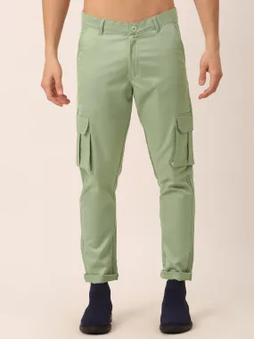 Men's Casual Cotton Solid Cargo Pants ( KGP 154 Pista-Green ) - Jainish