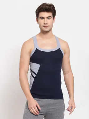 Men's Gym Vests with Side Contrast Panel - Pack of 2 (Navy & Red)