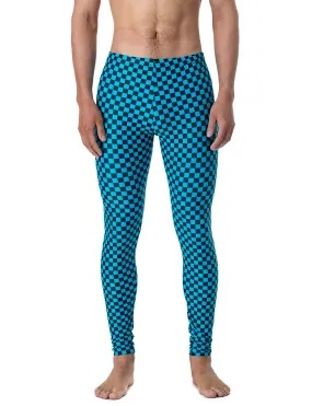 MENS LEGGINGS - BLUE & BLACK CHECKERBOARD