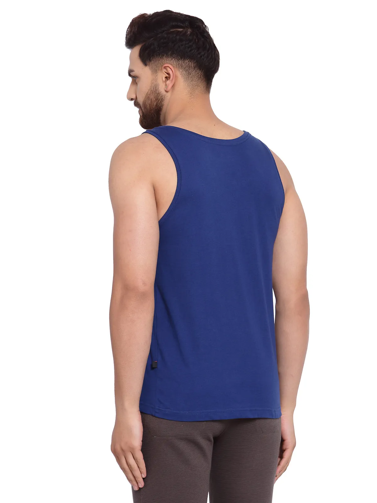 Men's Printed Gym Vest - Navy