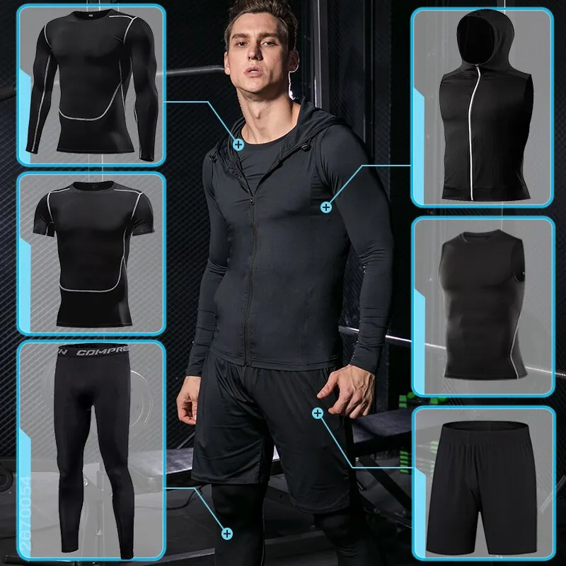 Men's Sports Suit Compression Tracksuit Fitness Gym Clothes For Jogging Sets Running Sportwear Training Exercise Workout Tights