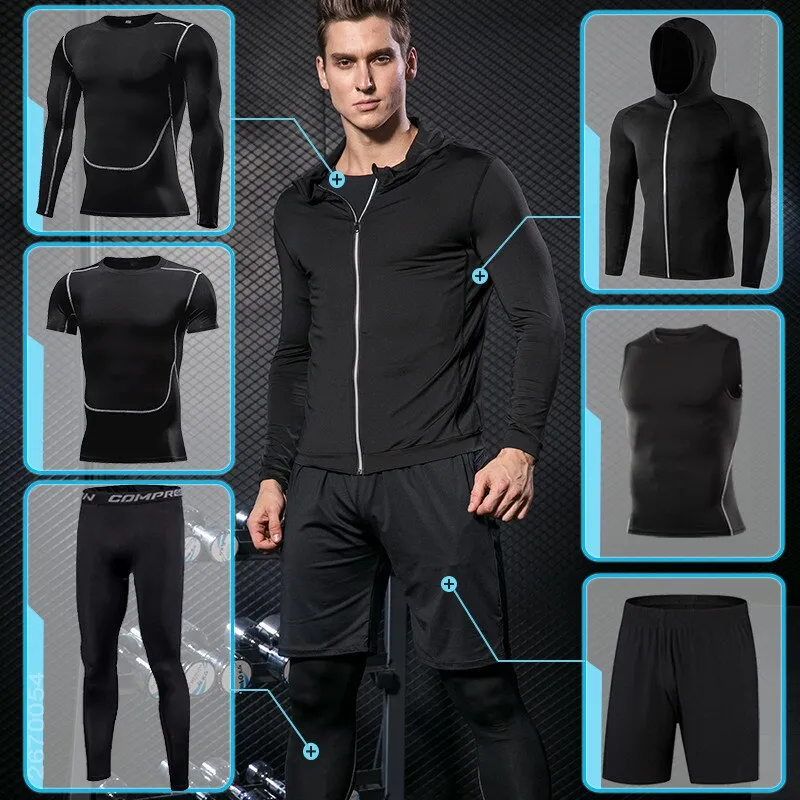 Men's Sports Suit Compression Tracksuit Fitness Gym Clothes For Jogging Sets Running Sportwear Training Exercise Workout Tights