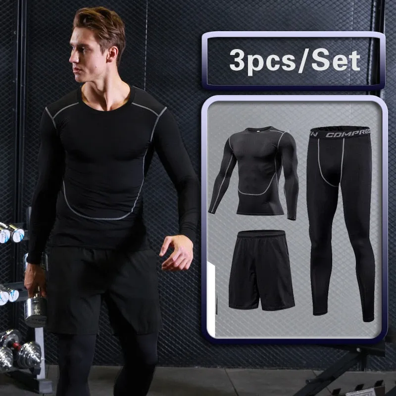 Men's Sports Suit Compression Tracksuit Fitness Gym Clothes For Jogging Sets Running Sportwear Training Exercise Workout Tights