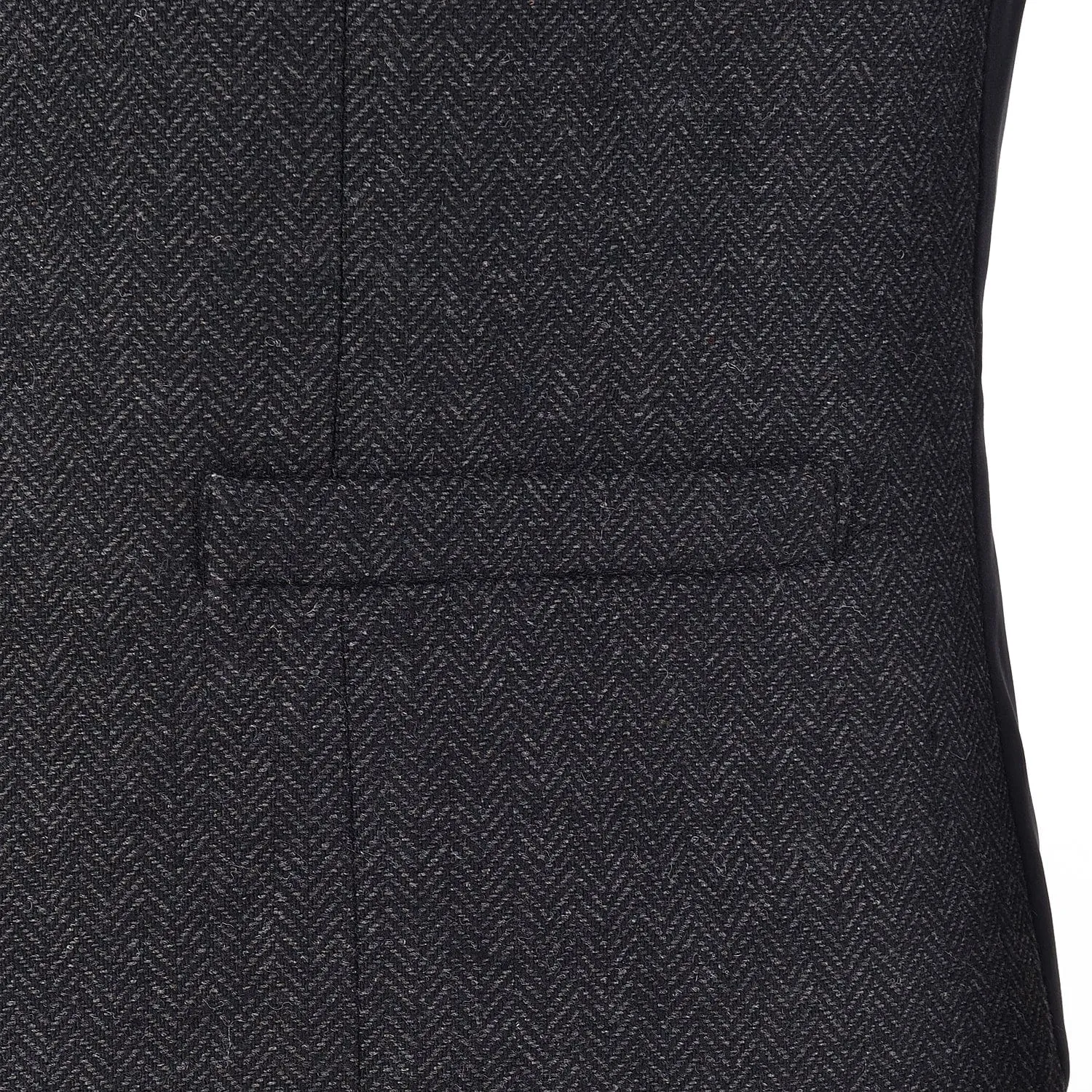 Men's Tweed Herringbone Paneled Satin Vest Slim Fit Waistcoat