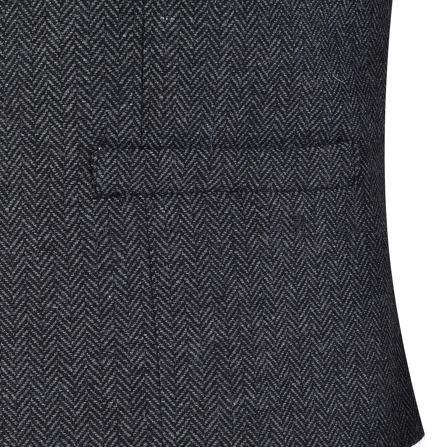 Men's Tweed Herringbone Paneled Satin Vest Slim Fit Waistcoat