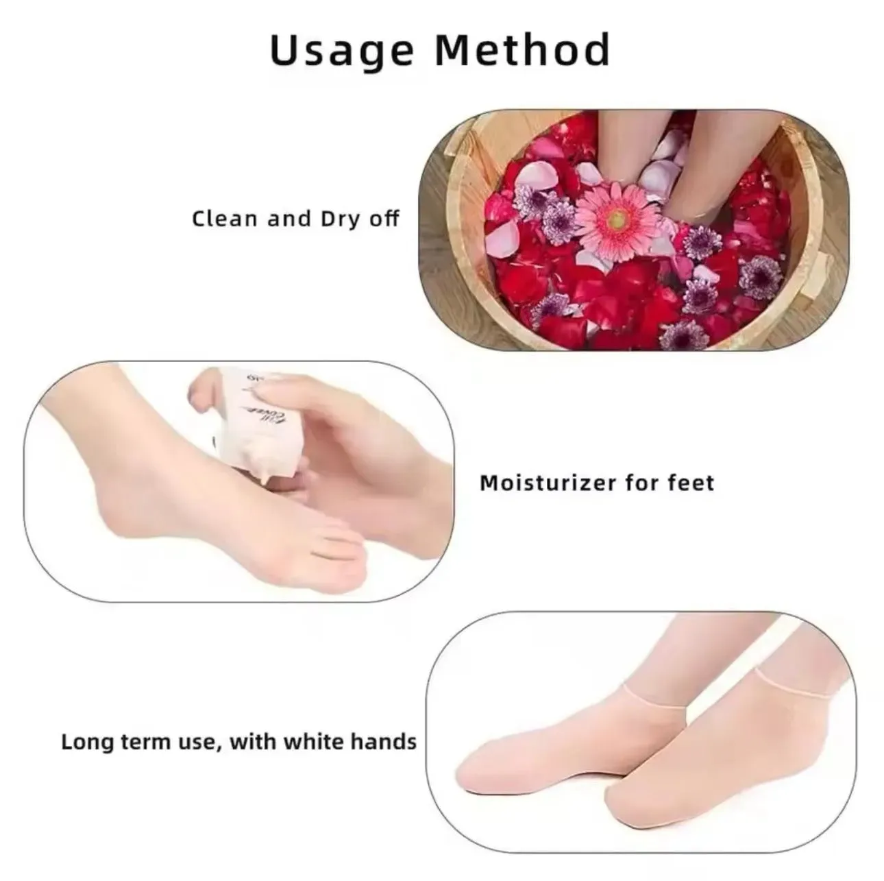 Miss Beauty New 1 pair Silicone Elastic Moisturizing Foot Socks, Spa Massage Moisturizing Gel Socks for Dry Cracked Feet,