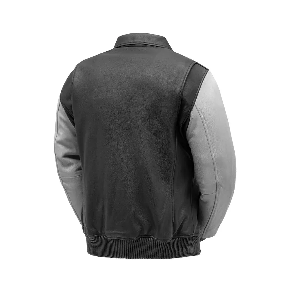 Moto Bomber Two Tone Men's Leather Jacket