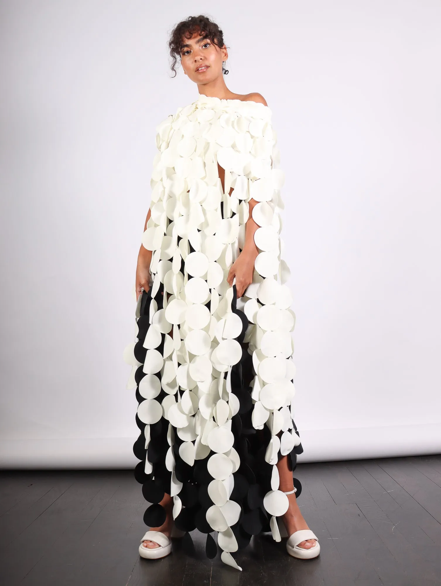 Multi Circle Layered Cape Top in Ivory by A.W.A.K.E. Mode