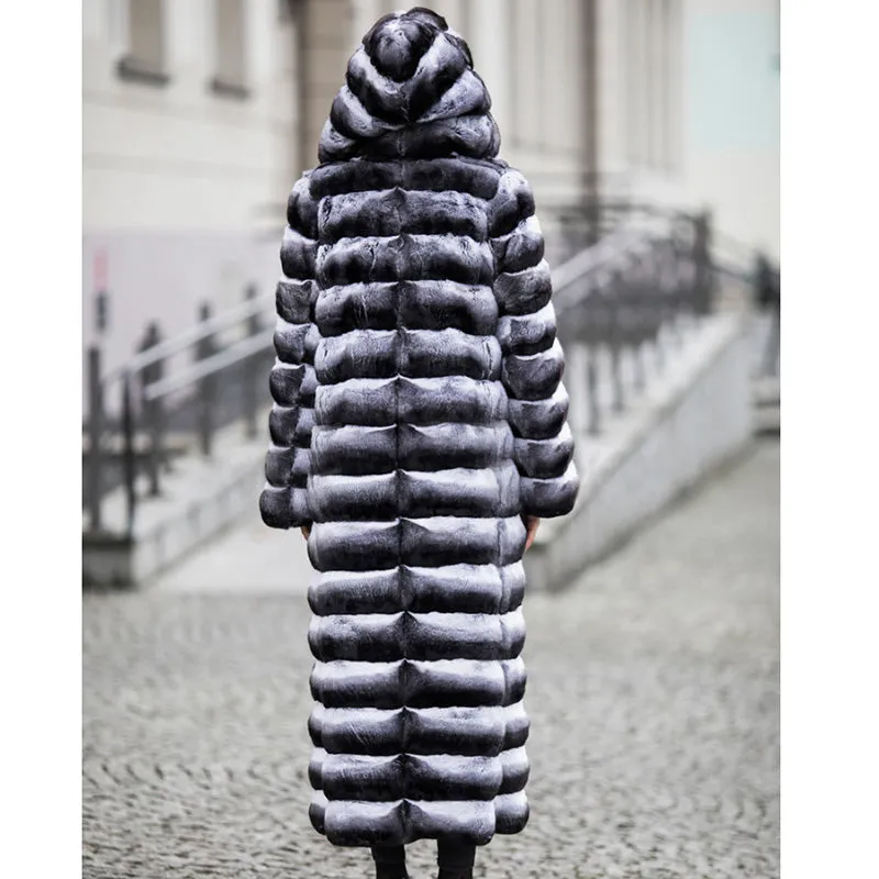 Natural Rex Rabbit Real Fur X-Long Coats (Unisex)