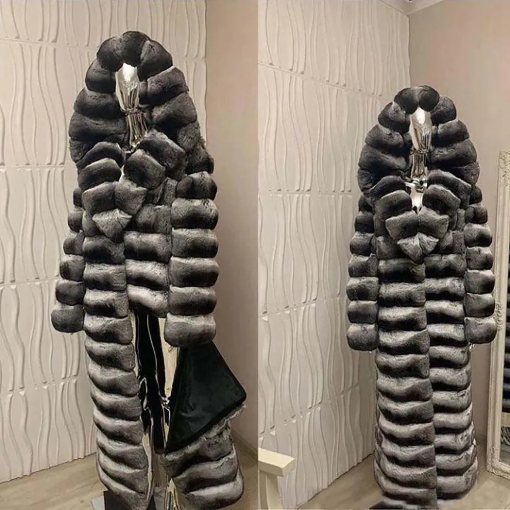 Natural Rex Rabbit Real Fur X-Long Coats (Unisex)