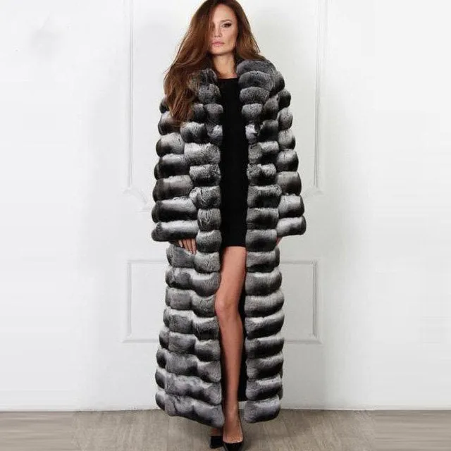 Natural Rex Rabbit Real Fur X-Long Coats (Unisex)