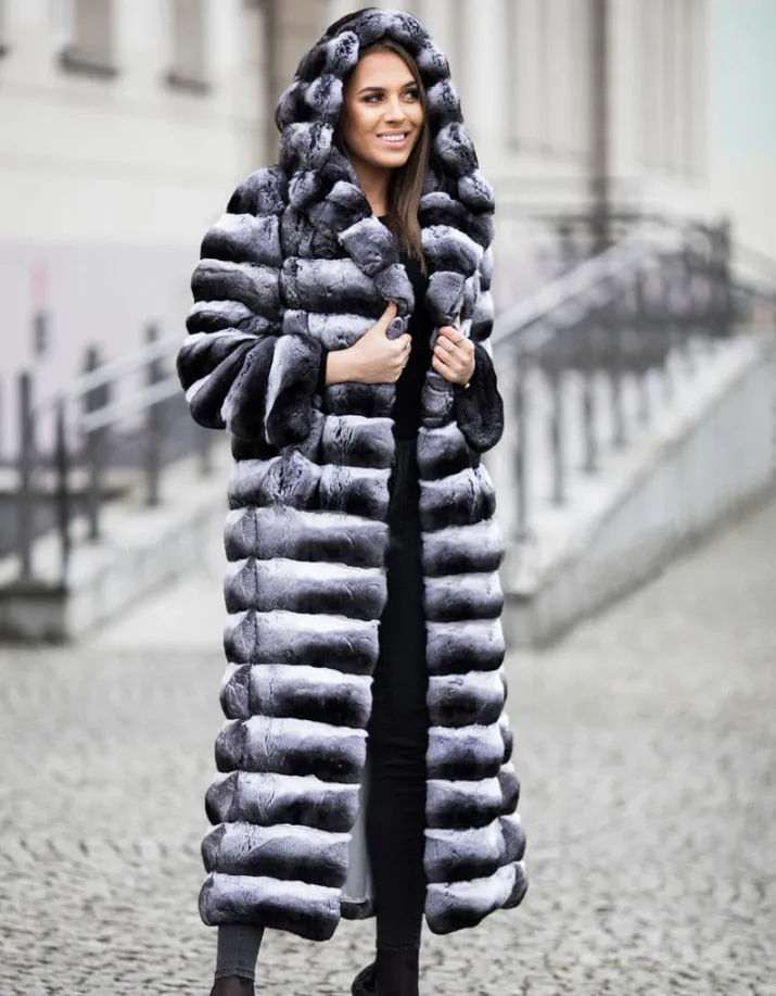 Natural Rex Rabbit Real Fur X-Long Coats (Unisex)