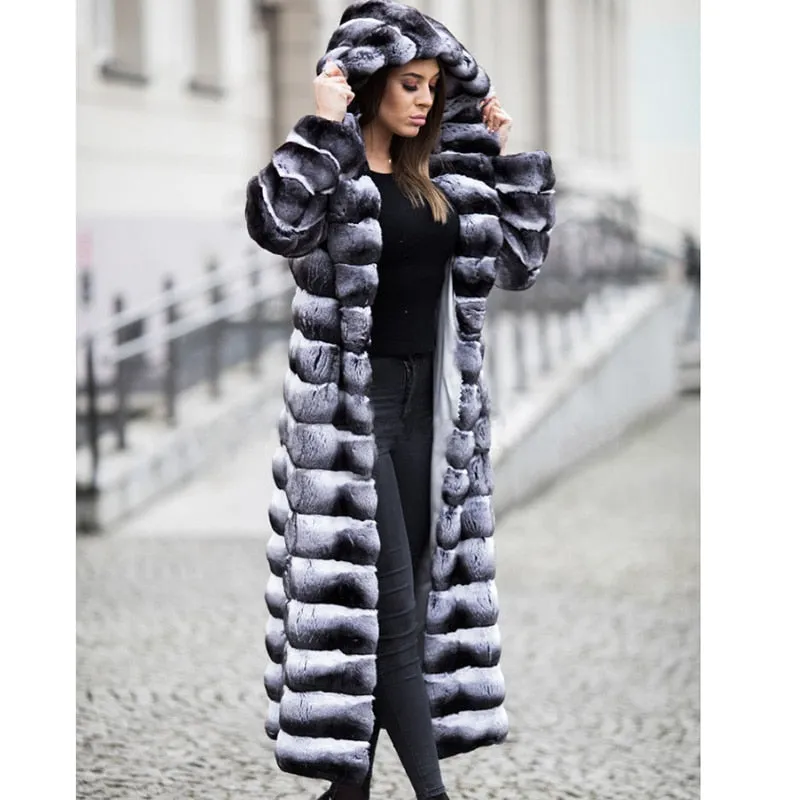 Natural Rex Rabbit Real Fur X-Long Coats (Unisex)