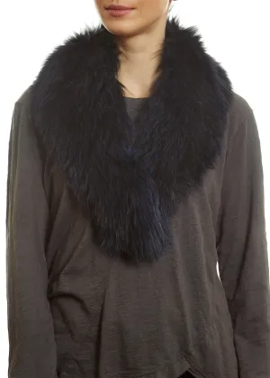 Navy Blue Genuine Fox Fur Collar