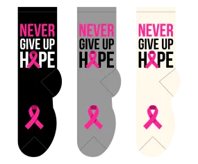 Never Give Up Cancer Awareness Socks