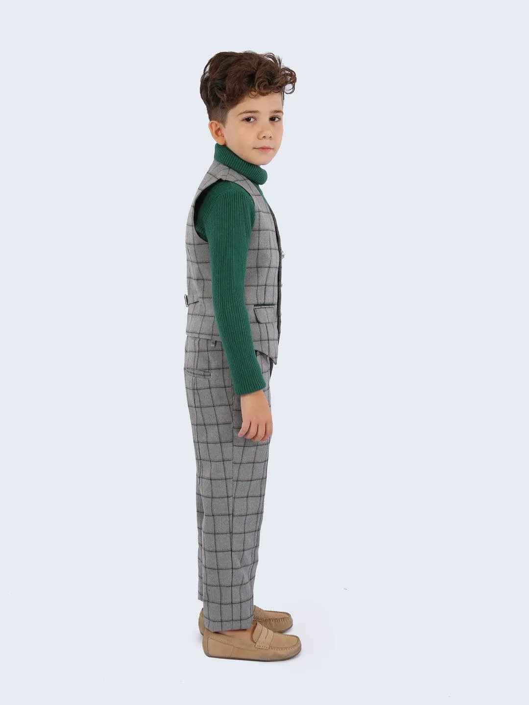 One Friday Grey Check Waist Coat