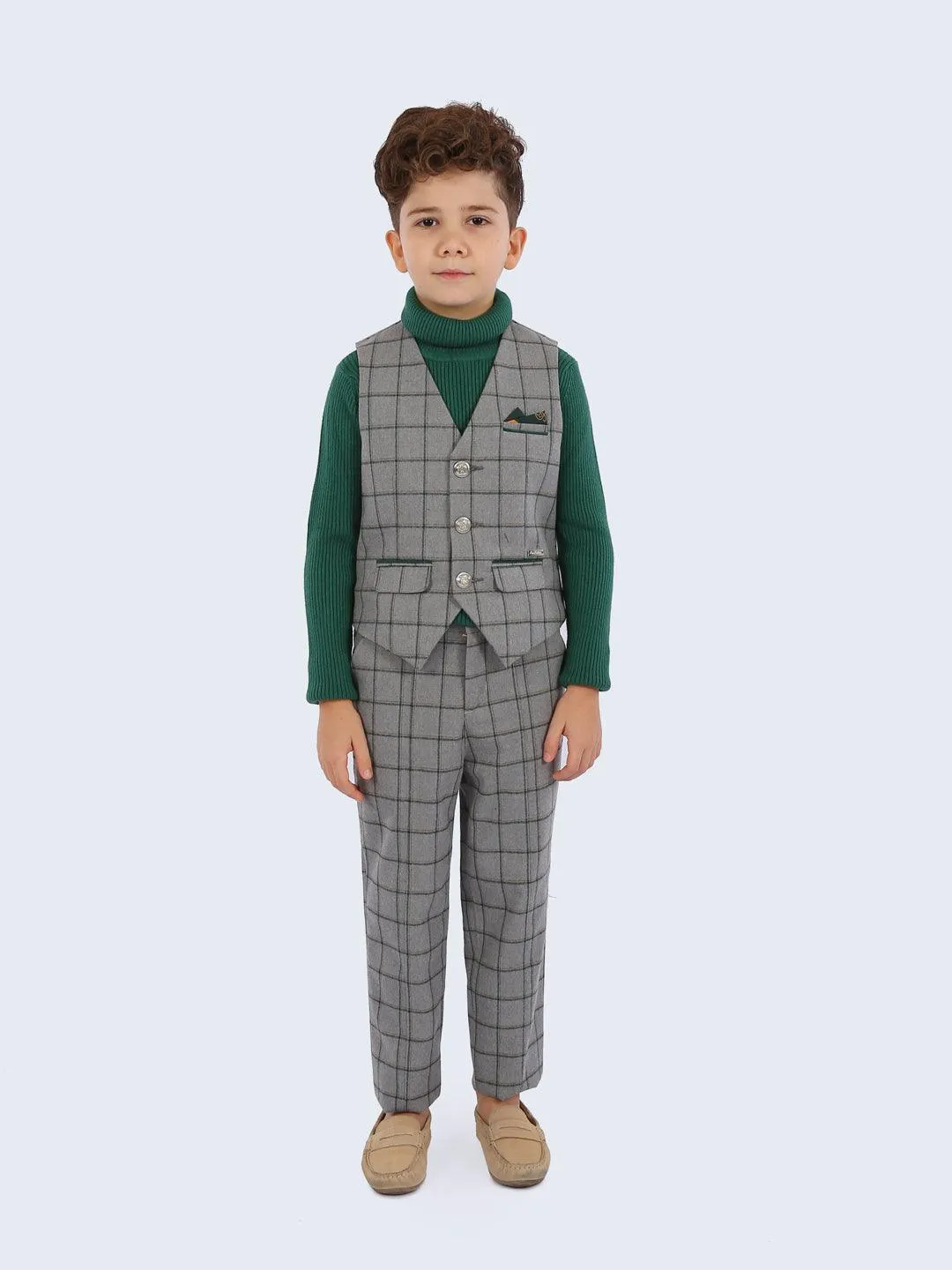 One Friday Grey Check Waist Coat