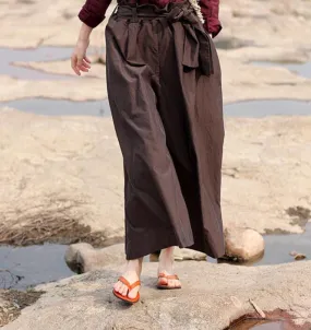 Organic Coffee Women Casual Cotton Wide Leg Pants SJ981106